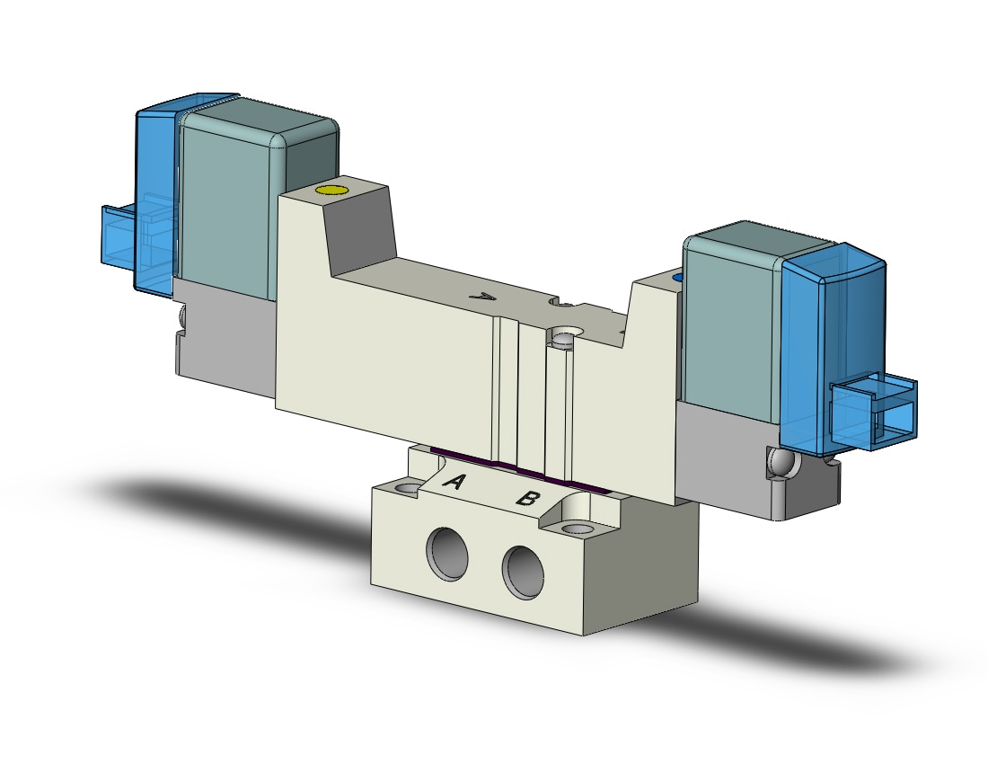 SMC SYJ3343-5LOU-M5-Q valve, dbl sol, base mt, SYJ3000 SOL VALVE 4/5 PORT