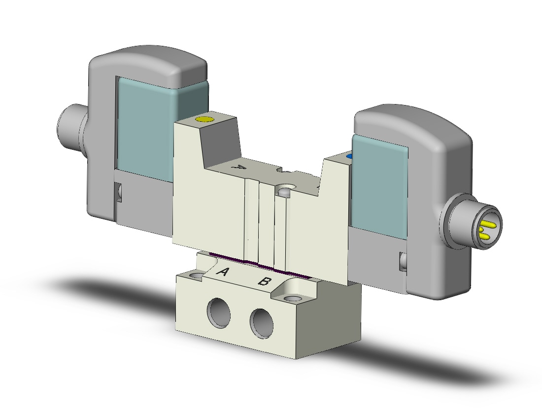 SMC SYJ3443-5WOZ-M5 valve, dbl sol, base mt, SYJ3000 SOL VALVE 4/5 PORT