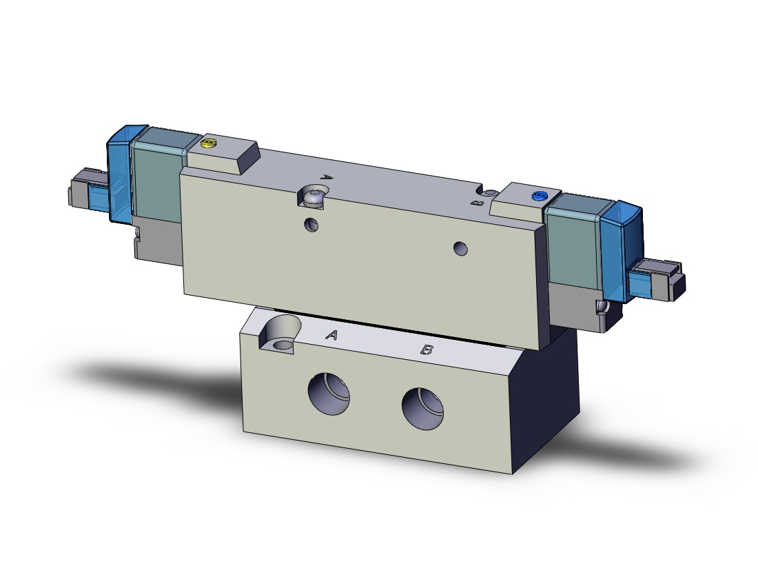 SMC SYJ7443-5LNZD-01 valve, dbl sol, base mt (dc), SYJ7000 SOLENOID VALVE 5/PORT