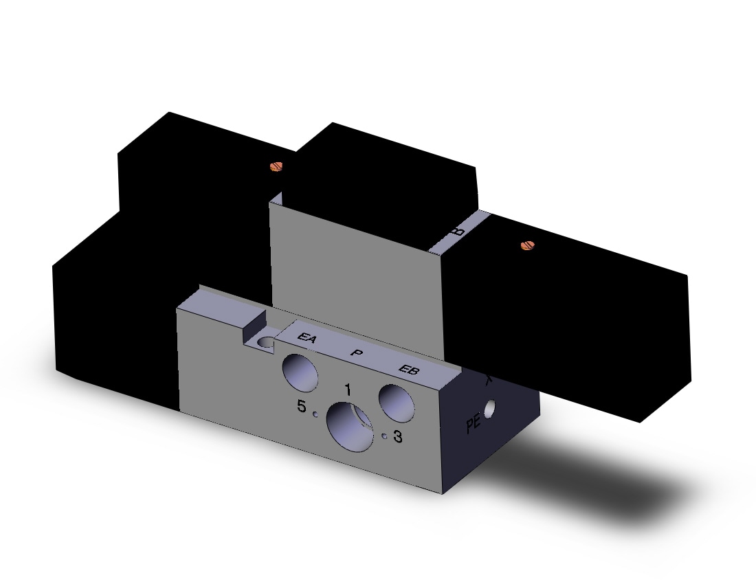 SMC VFR2200-5FZB-02 valve dbl plug-in base mount, VFR2000 SOL VALVE 4/5 PORT