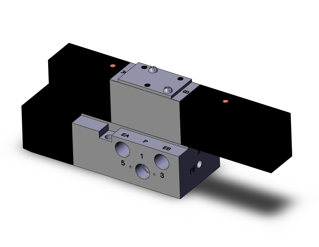 SMC VFR2300-5F-01N valve dbl plug-in base mount, VFR2000 SOL VALVE 4/5 PORT