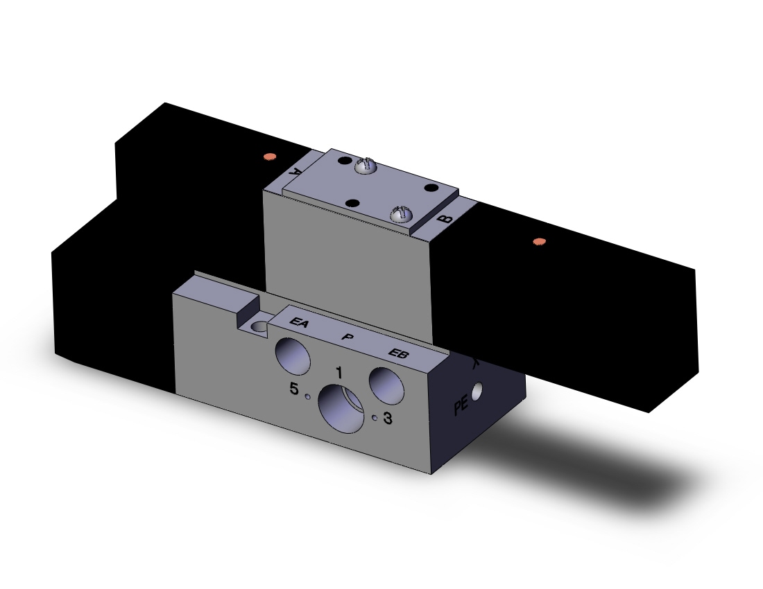 SMC VFR2300R-5F-02T valve dbl plug-in base mount, VFR2000 SOL VALVE 4/5 PORT