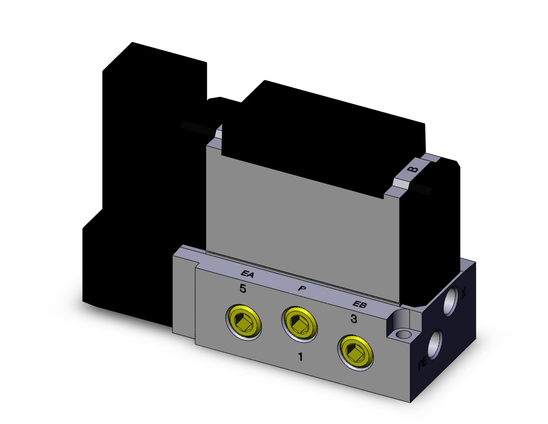 SMC VFR3100-3F-B02T valve sgl plug-in base mount, VFR3000 SOL VALVE 4/5 PORT