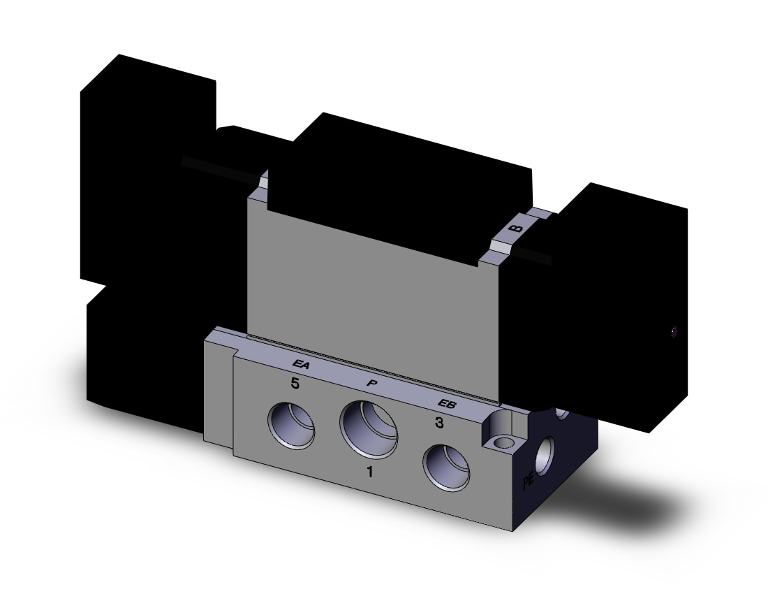 SMC VFR3300-3FZ-03N valve dbl plug-in base mount, VFR3000 SOL VALVE 4/5 PORT