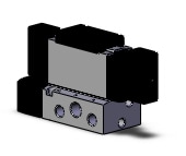 SMC VFS4300-3FZ-04N valve dbl plug-in base mnt, VFS4000 SOL VALVE 4/5 PORT