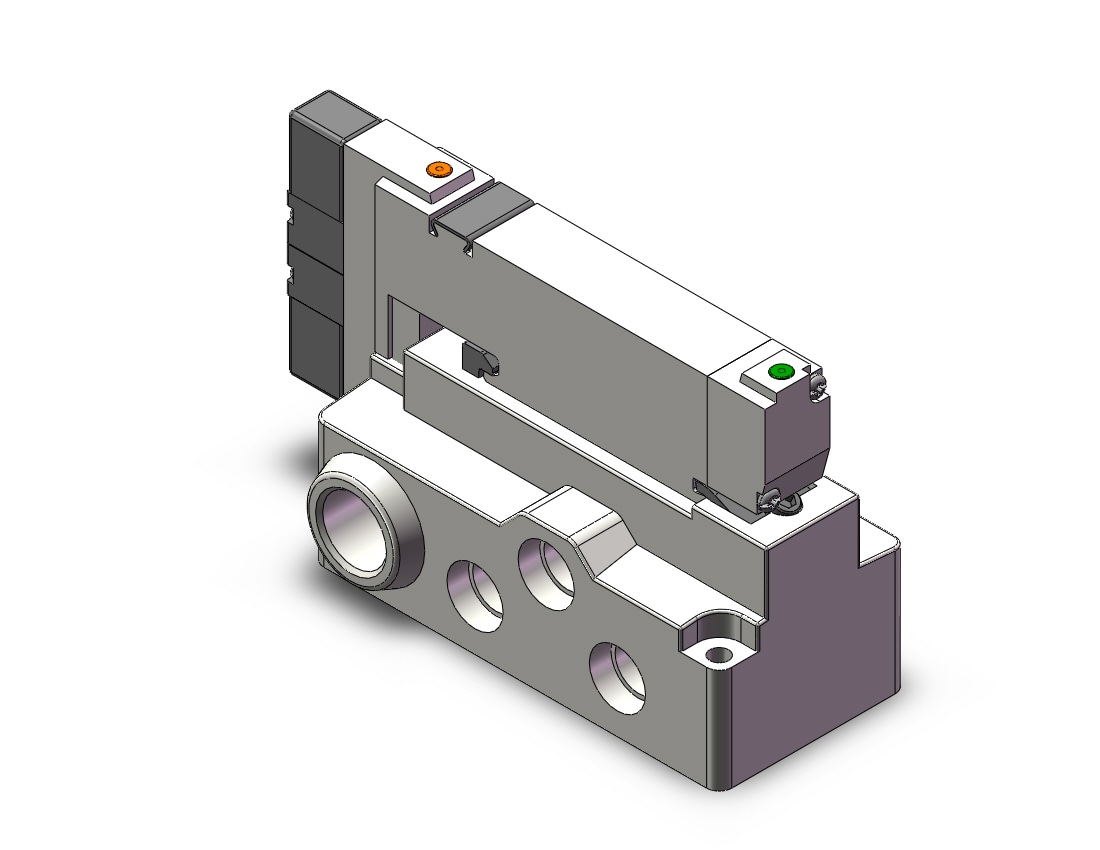 SMC VQ2300-51-02N valve, 3 position, plug-in(dc), VQ2 SOL VALVE 4 WAY