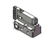 SMC VQ2300N-51-02N valve, 3 position, plug-in(dc), VQ2 SOL VALVE 4 WAY