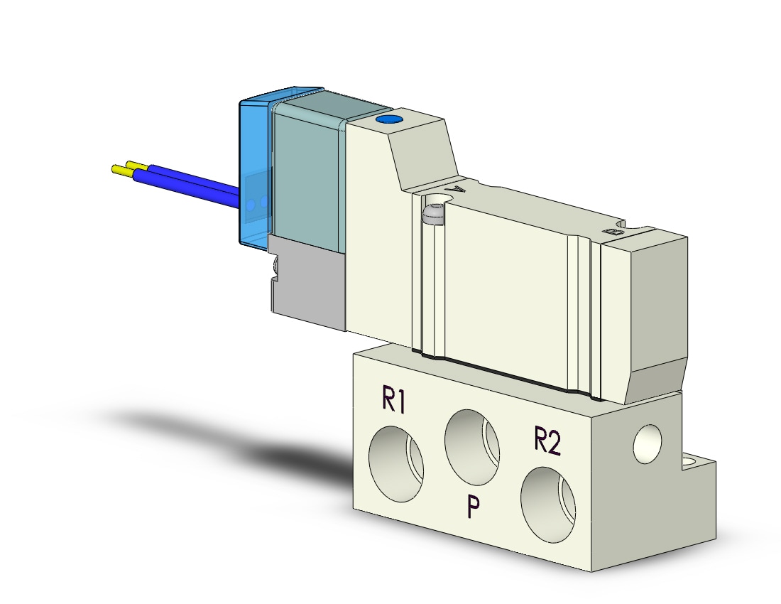 SMC VQZ1150-5G1-01 valve, base mount (dc), VQZ1000 VALVE, SOL 4/5-PORT