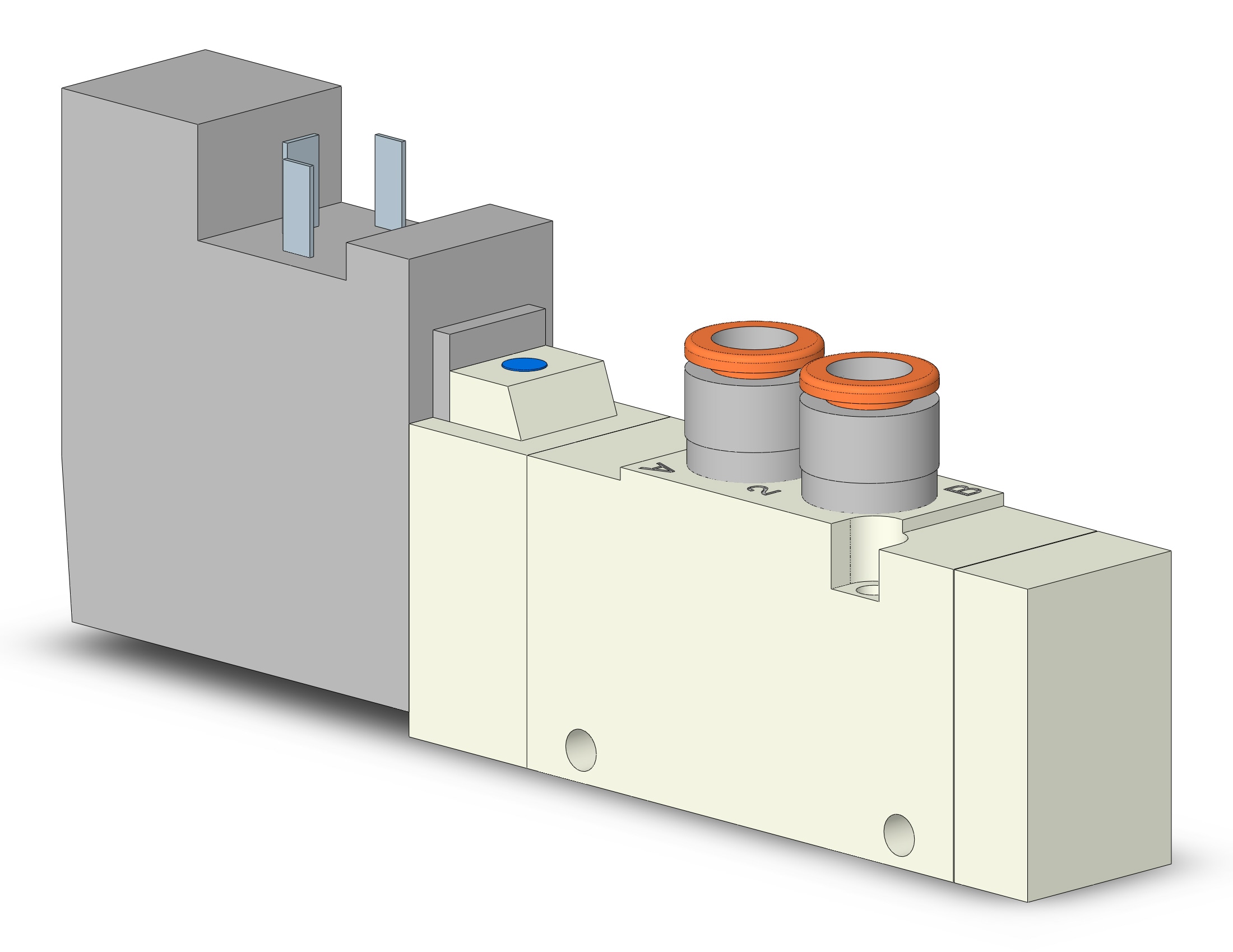 SMC VQZ2120-3YO1-N7T valve, body ported, din (ac), VQZ2000 VALVE, SOL 4/5-PORT