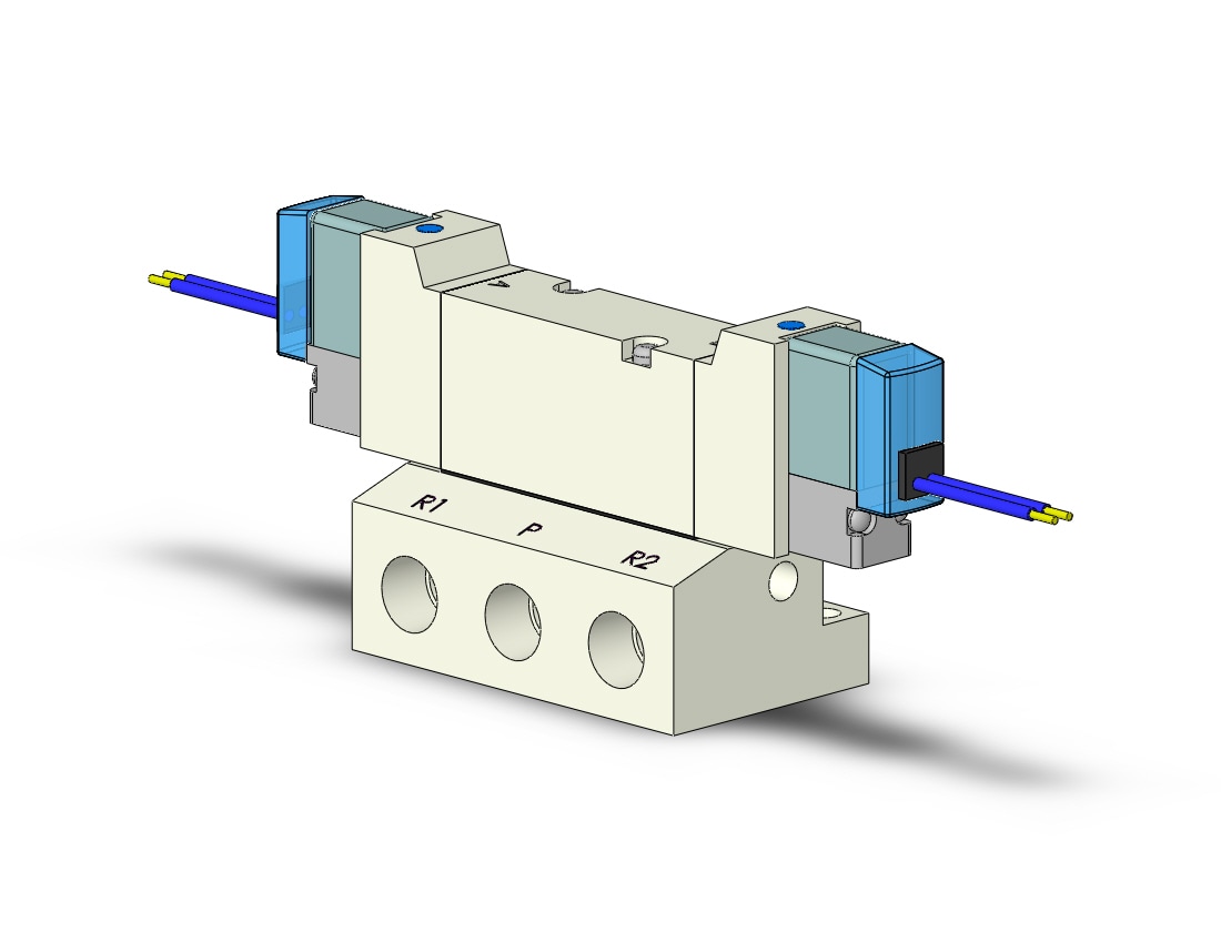 SMC VQZ2250-5G1-01T valve, base mount (dc), VQZ2000 VALVE, SOL 4/5-PORT