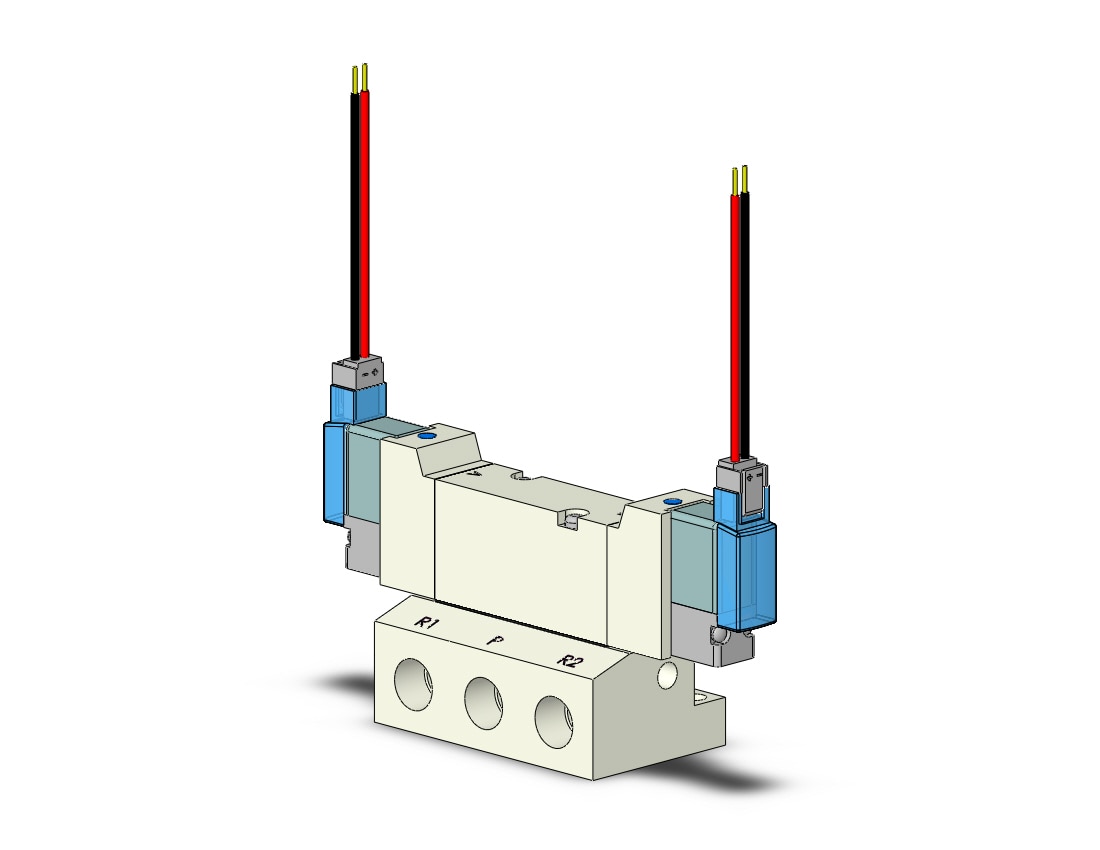 SMC VQZ2250-5M1-01T valve, base mount (dc), VQZ2000 VALVE, SOL 4/5-PORT