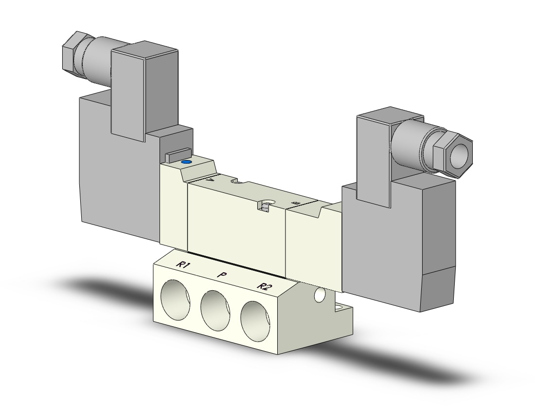 SMC VQZ2450R-5YZ1-02T valve, base mount, din (dc), VQZ2000 VALVE, SOL 4/5-PORT