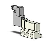 SMC VQZ2850-5YZ1-02 valve, base mount, din (dc), VQZ2000 VALVE, SOL 4/5-PORT