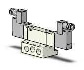 SMC VQZ3351-5YZB1-02-Q valve, base mount, din (dc), VQZ3000 VALVE, SOL 4/5-PORT