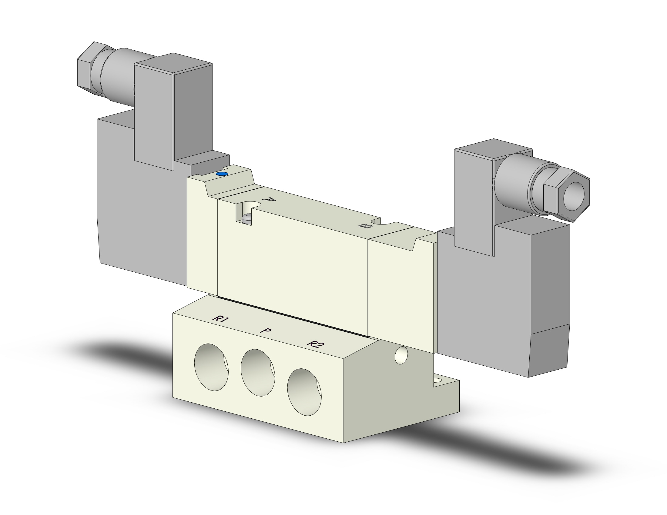 SMC VQZ3451-3YZ1-02T valve, base mount, din (ac), VQZ3000 VALVE, SOL 4/5-PORT