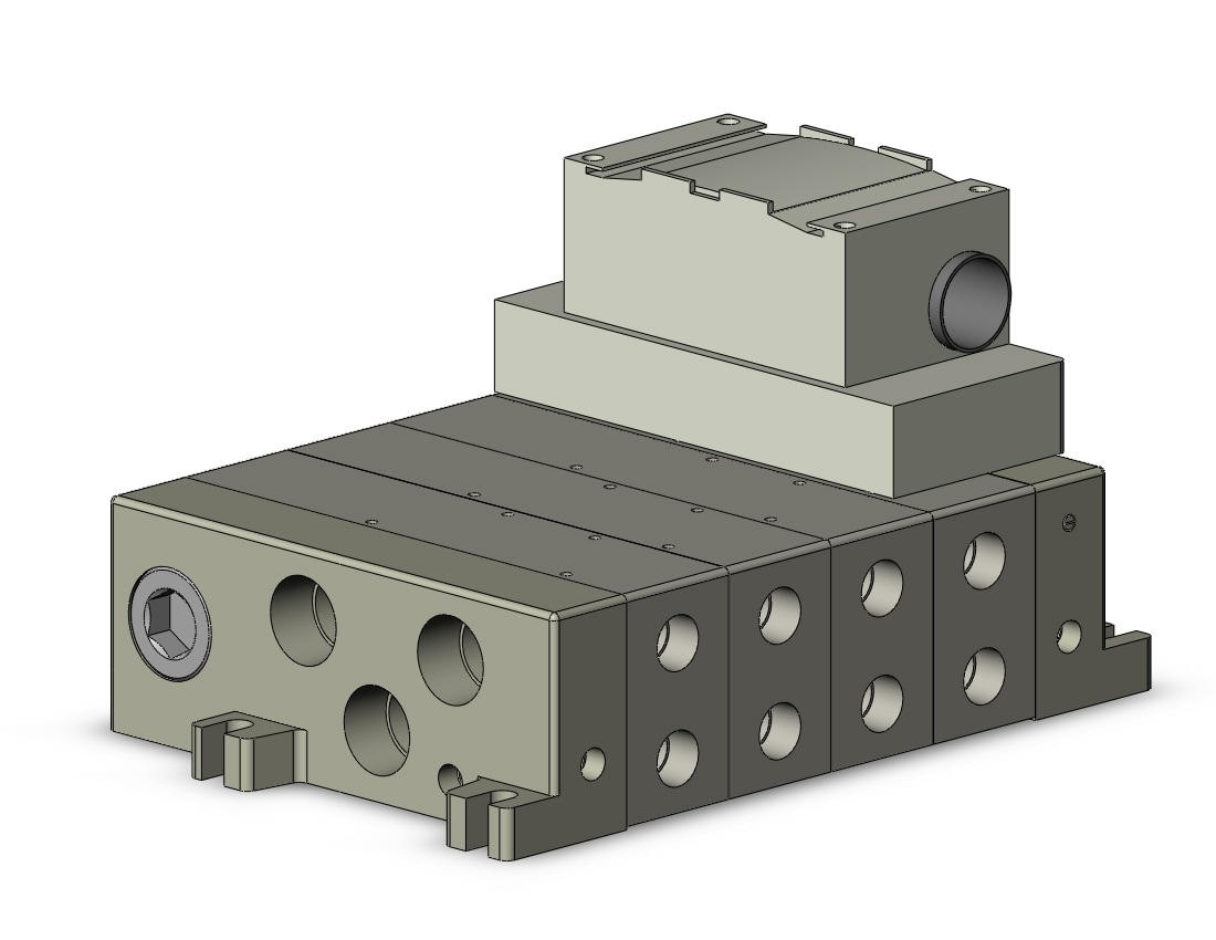 SMC VV5Q51-0403TU-W mfld, plug-in, vq5000, VV5Q51/55 MANIFOLD