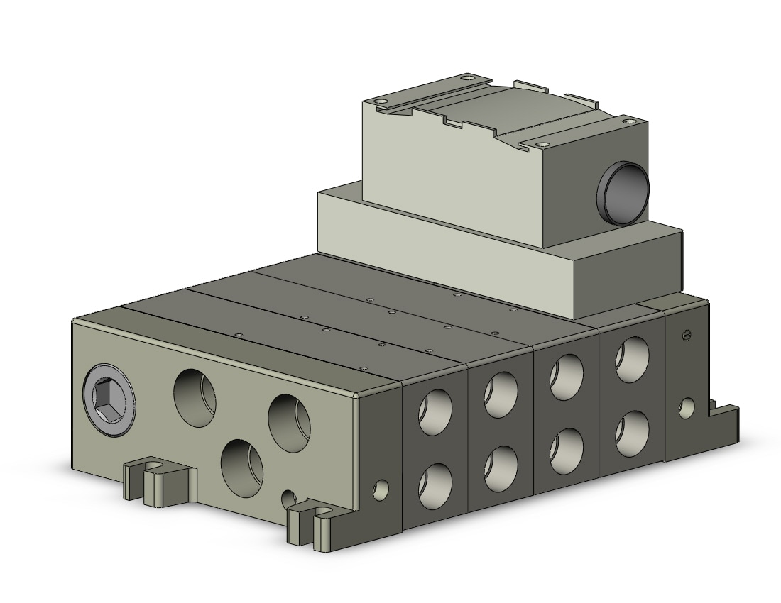 SMC VV5Q51-0404TTU mfld, plug-in, vq5000, VV5Q51/55 MANIFOLD