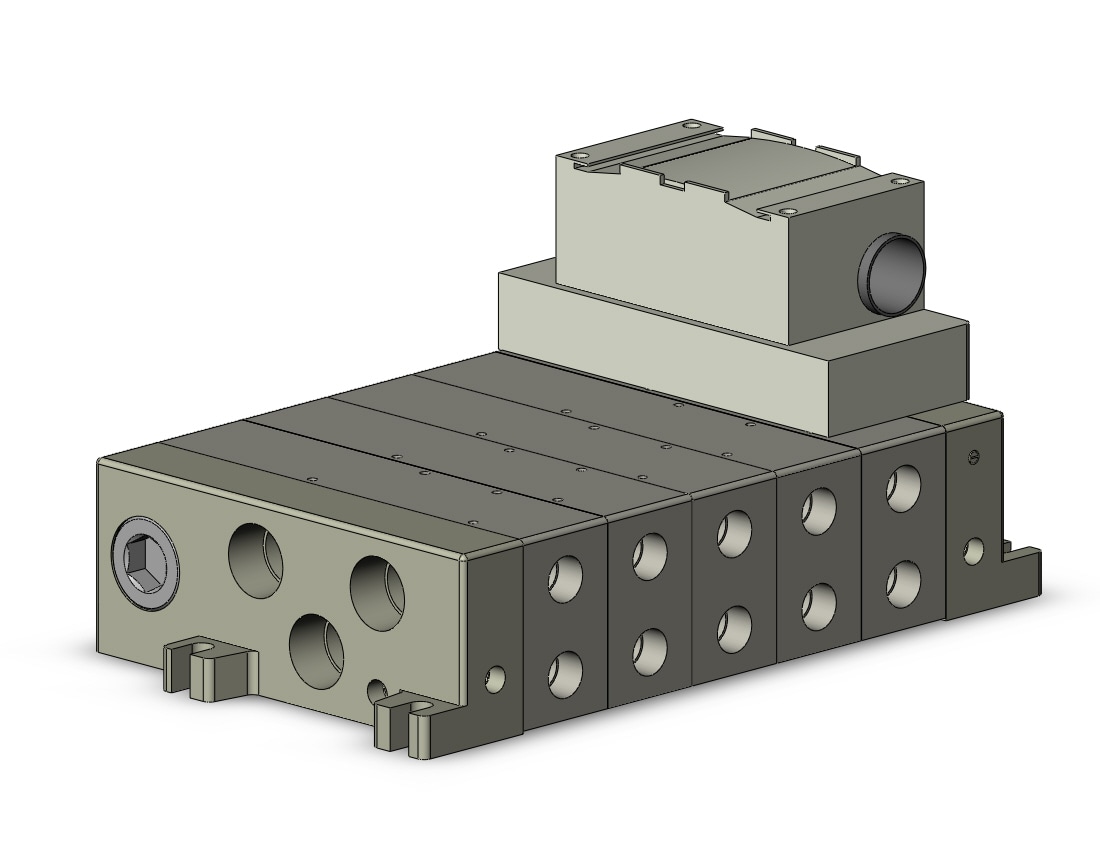 SMC VV5Q51-0503TU-W mfld, plug-in, vq5000, VV5Q51/55 MANIFOLD