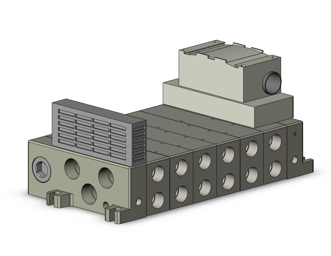 SMC VV5Q51-0604TU-SD mfld, plug-in, vq5000, VV5Q51/55 MANIFOLD