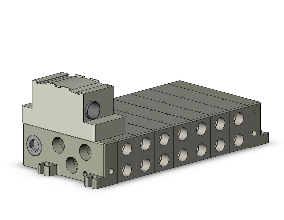 SMC VV5Q51-0704TTD-W mfld, plug-in, vq5000, VV5Q51/55 MANIFOLD