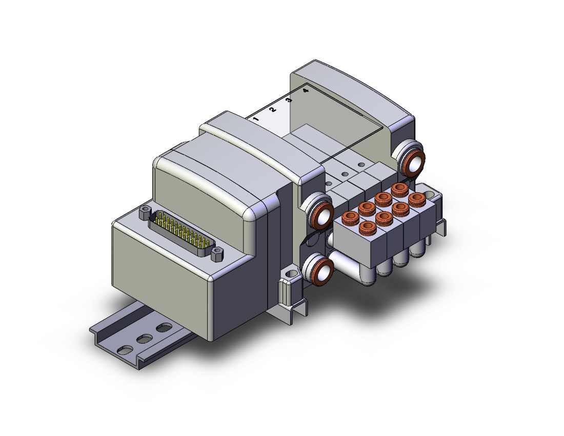 SMC VV5QC11-04LN3FD0-DN mfld, d-sub connect(elbow fit), VV5QC11 MANIFOLD VQC 5-PORT