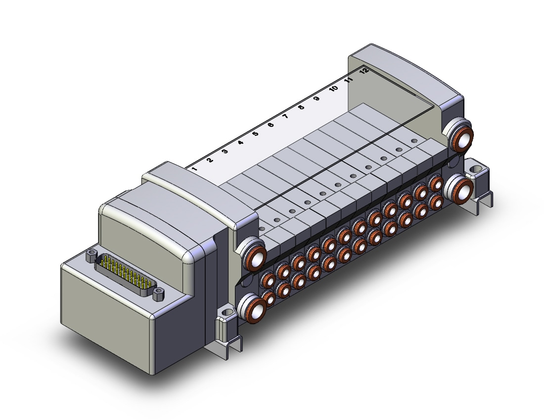 SMC VV5QC11-12C4FD0-D0N mfld, plug-in, d-sub connector, VV5QC11 MANIFOLD VQC 5-PORT