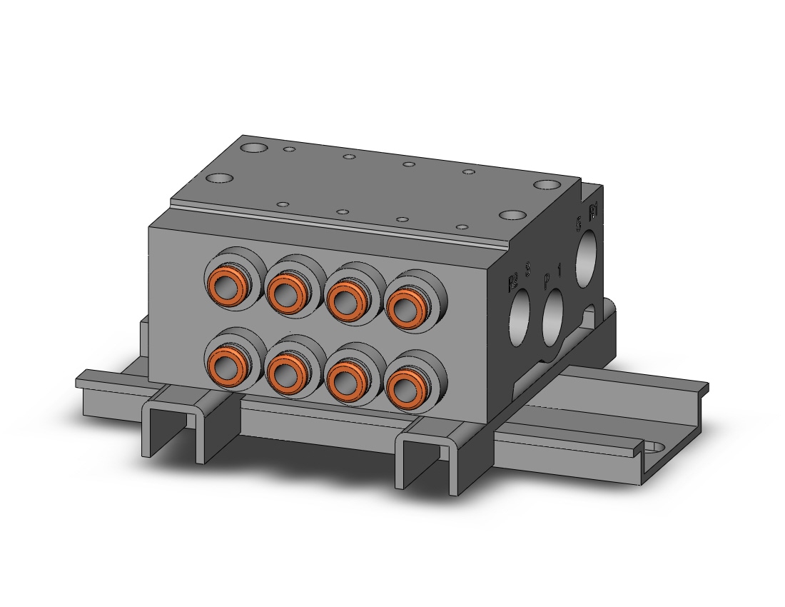 SMC VV5QZ15-04N1TC-D mfld, base mount w/fittings, VV5QZ* MANIFOLD VQZ 4/5-PORT***