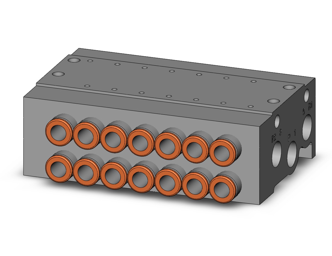 SMC VV5QZ15-07N7TC-R mfld, base mount w/fittings, VV5QZ* MANIFOLD VQZ 4/5-PORT***