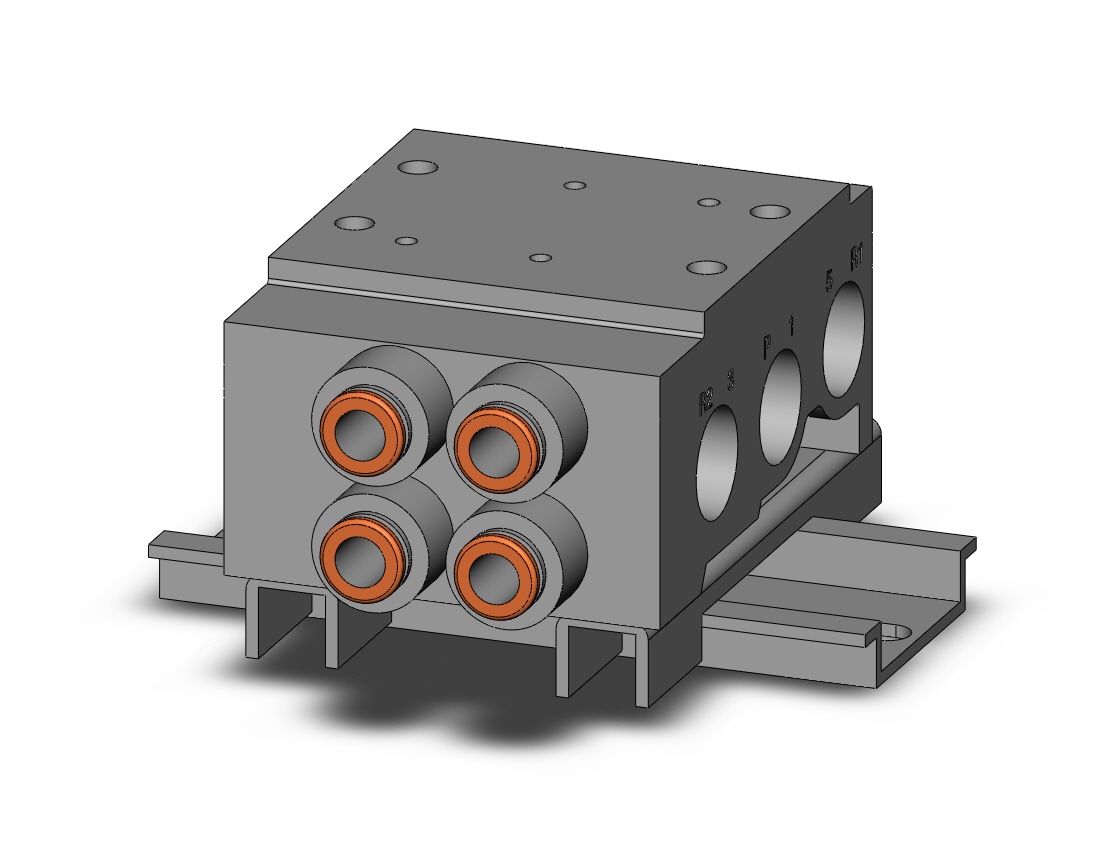 SMC VV5QZ25-02C6C-D0 mfld, base mount w/fittings, VV5QZ* MANIFOLD VQZ 4/5-PORT***