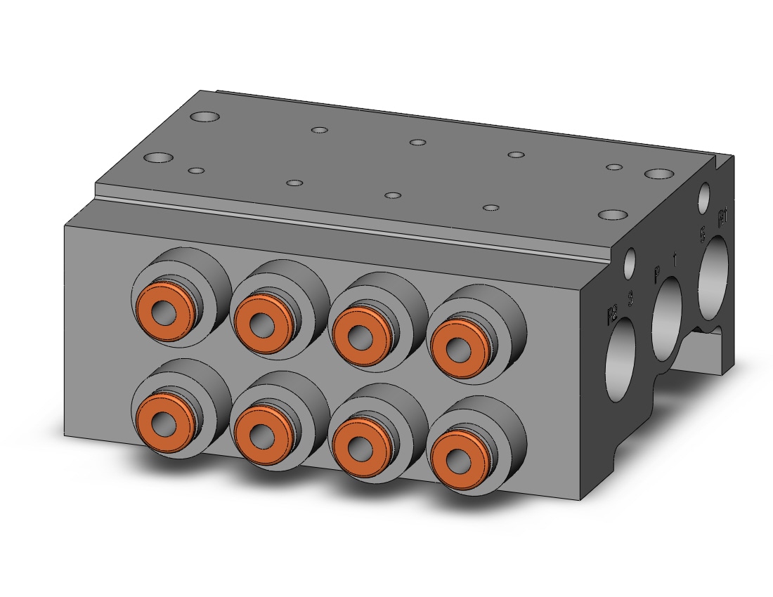 SMC VV5QZ25-04C4C-R mfld, base mount w/fittings, VV5QZ* MANIFOLD VQZ 4/5-PORT***