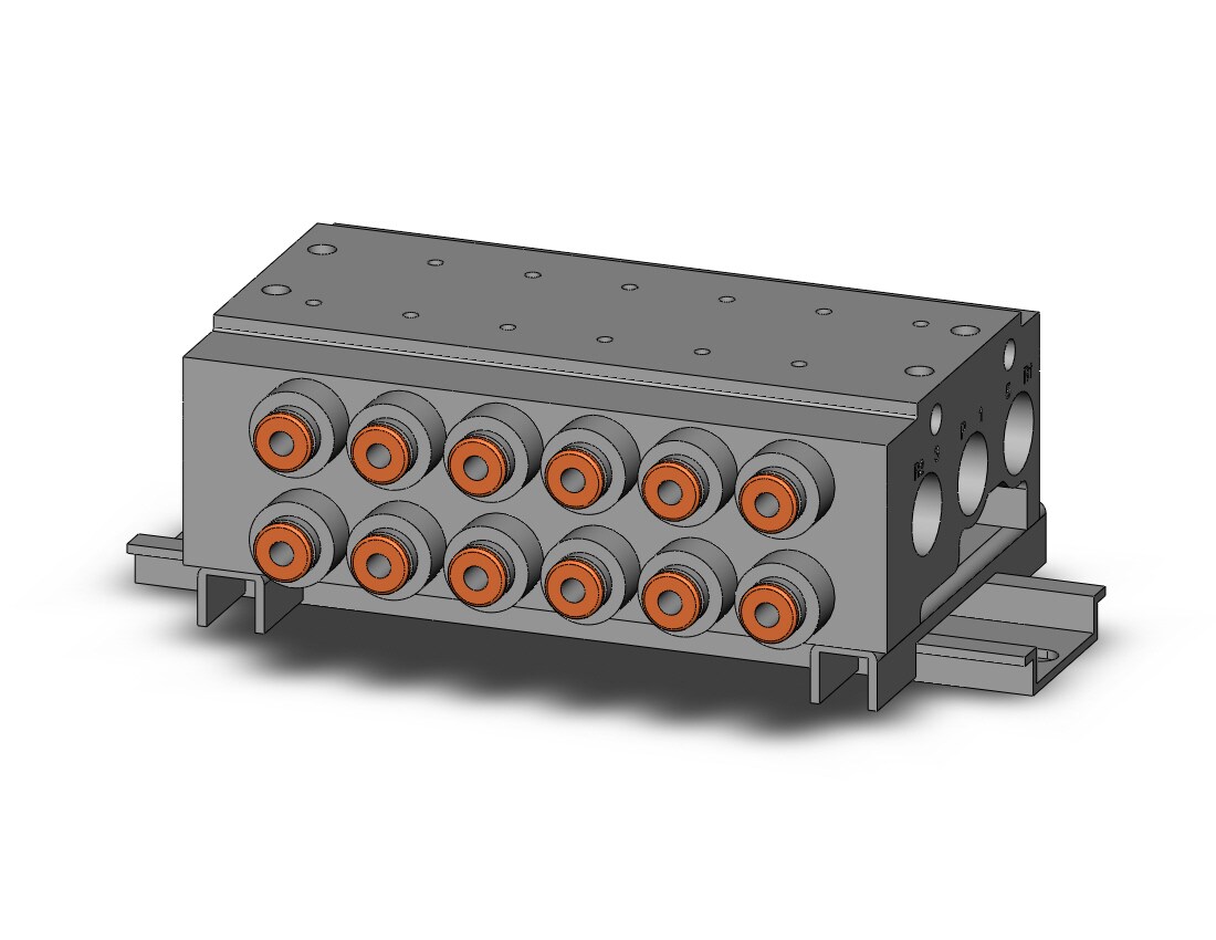 SMC VV5QZ25-06C4C-DR mfld, base mount w/fittings, VV5QZ* MANIFOLD VQZ 4/5-PORT